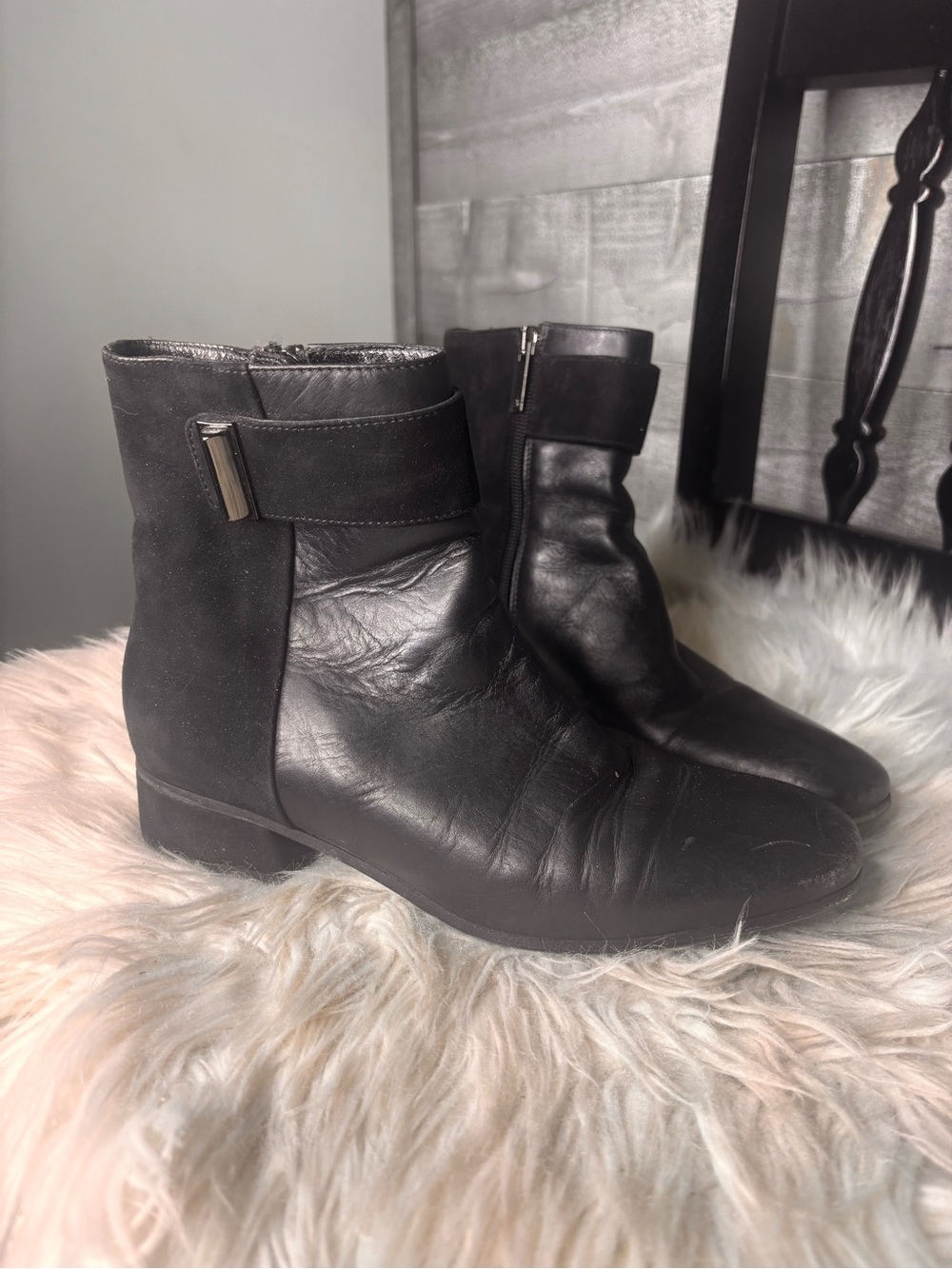 Aquatalia 8.5 Italian made leather suede colorblock Women's Ankle fall Boots